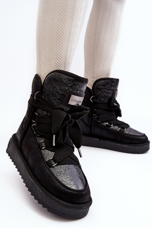 Dámske snehové topánky s viazaním D.Franklin DFSH370006 čierna