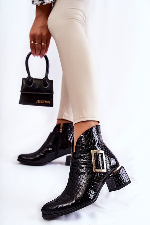 Kožené kozačky se vzorem krokodýlí zip Černe Briana