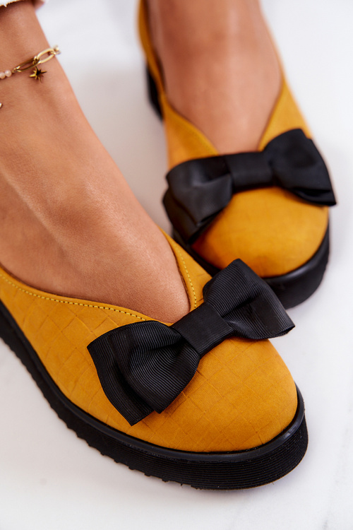 Semišové balerínky na platformě Maciejka 05062-07 Žlutá