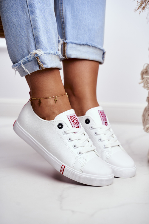 Dámske kožené tenisky Big Star GG274005 biela a červená