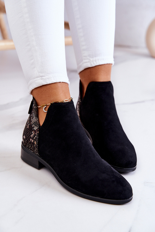 Suede Snake Boots Pattern Black Stephanie