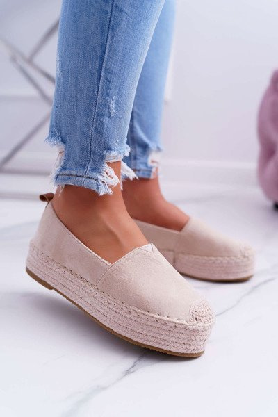 Dámske semišové espadrilly na platforme Beige Varles
