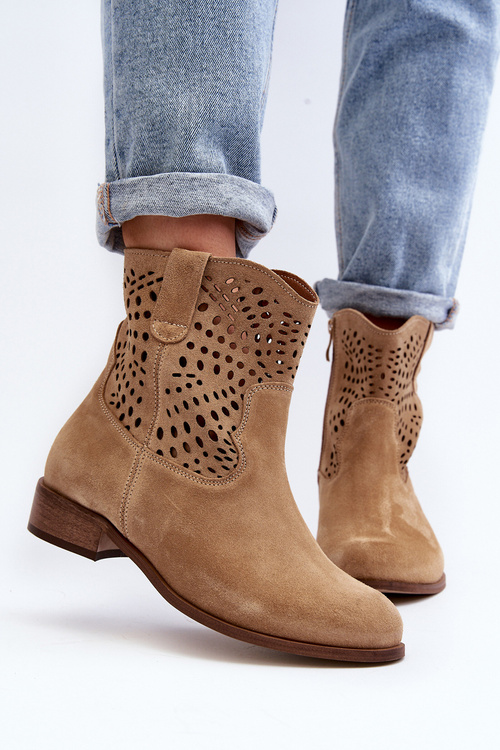 Dámské béžové krajkové botky Lewski Shoes 3301/2