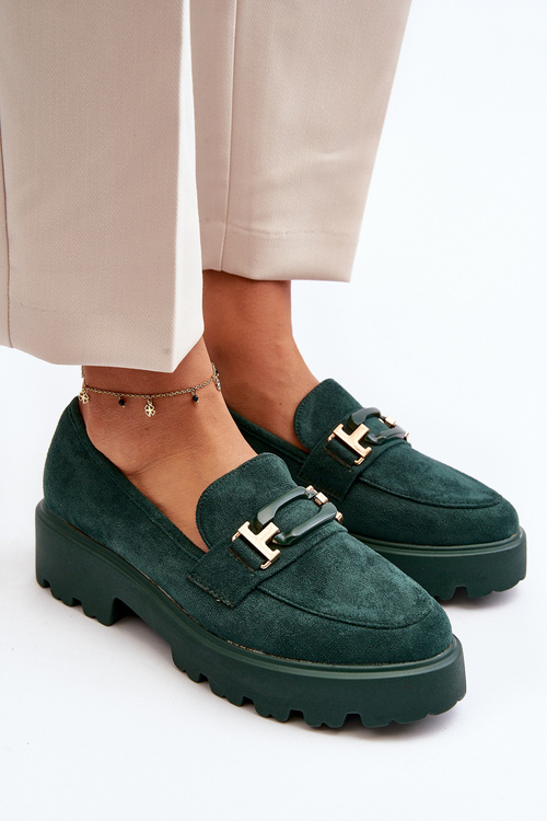 Semišové klasické mokasíny s třásněmi Zelené Averil