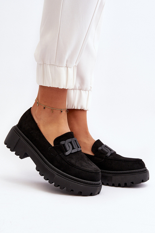 Dámské mokasíny s řetízkem černé Mevre