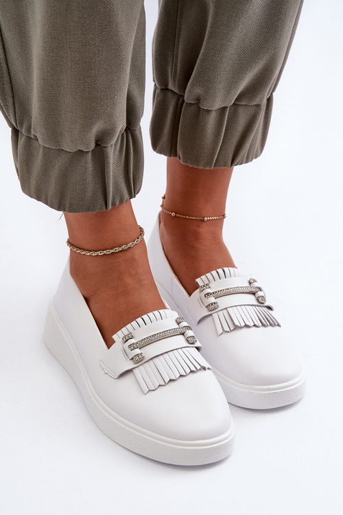 Lehké dámské kozačky z kůže na platformě bílé S.Barski LR590