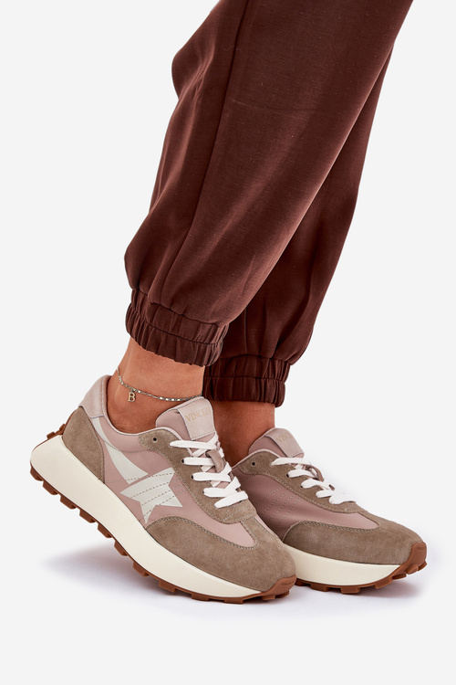 Dámske Semišové Športové Topánky Na Platforme Vinceza 66720 Béžové