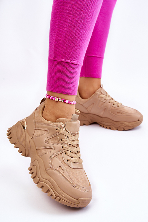 Klasické sportovní boty na platformě Tmavě béžová Bowie