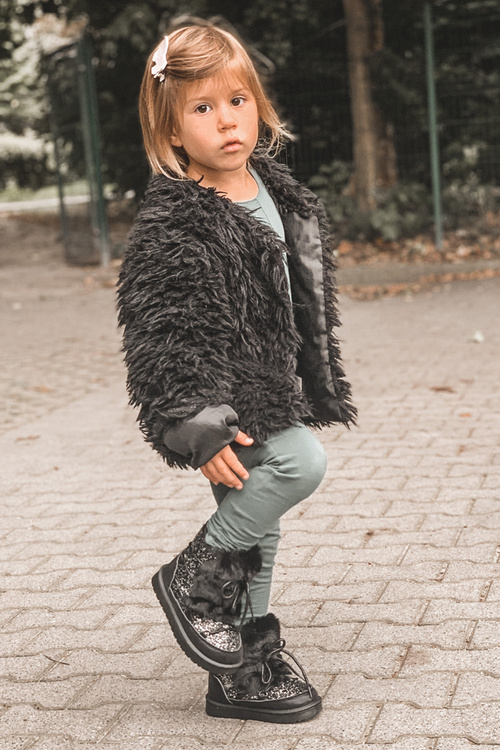 Detské topánky Snehové topánky s kožušinovou čiernou myšou Minnie