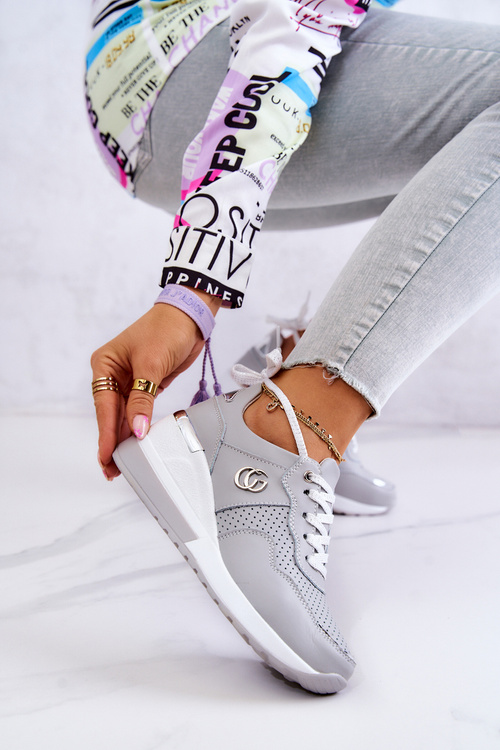 Dámská kůže sportovní obuv Sneakers Šedá Loissa