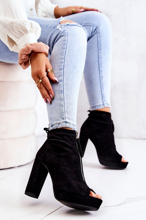 Semišové topánky na zipsu čierna donnita