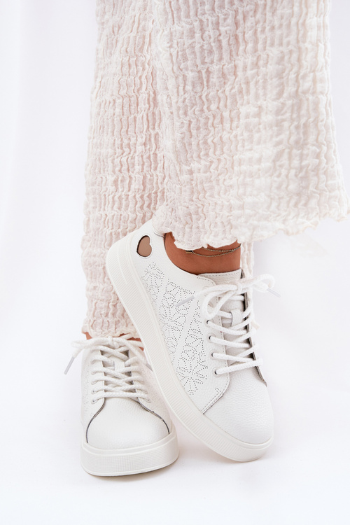 Dámské Kožené Tenisky Na Platformě Vinceza 88018 Bílé