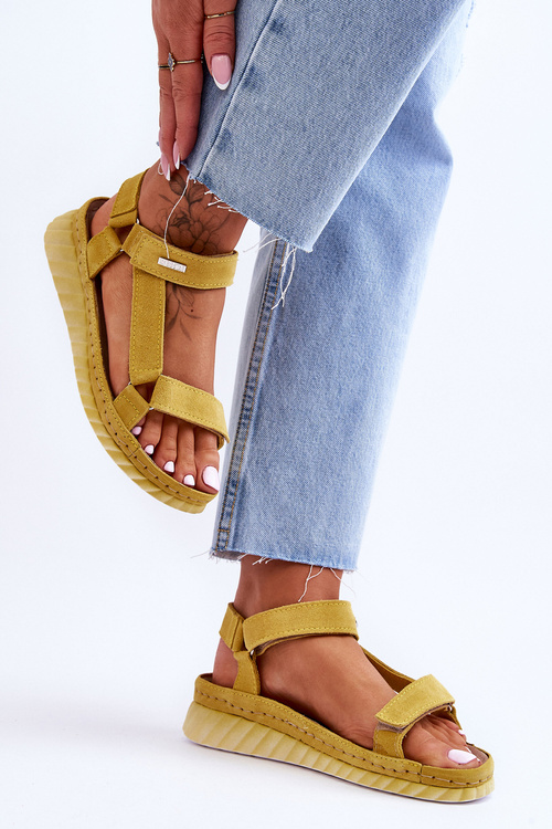 Big Star semišové sandály na suchý zip LL276013 Žlutá