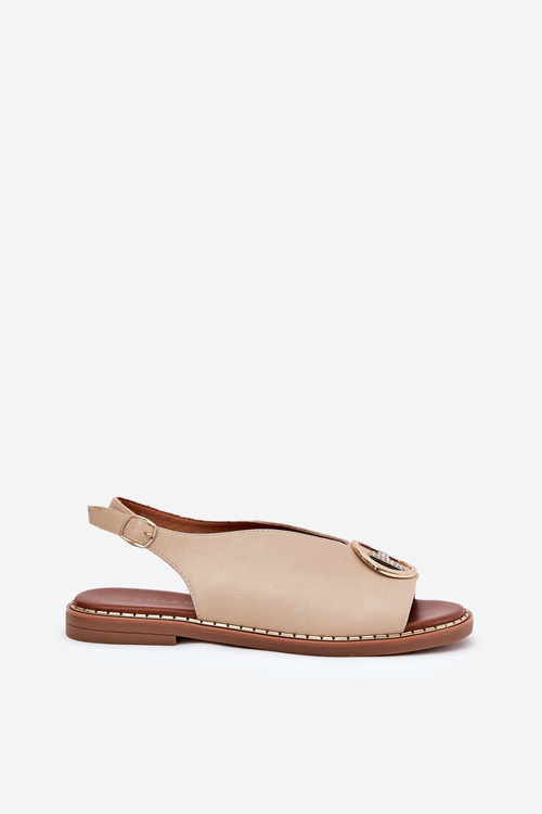 Ploché elegantné sandále s ozdobou béžové Iseliria