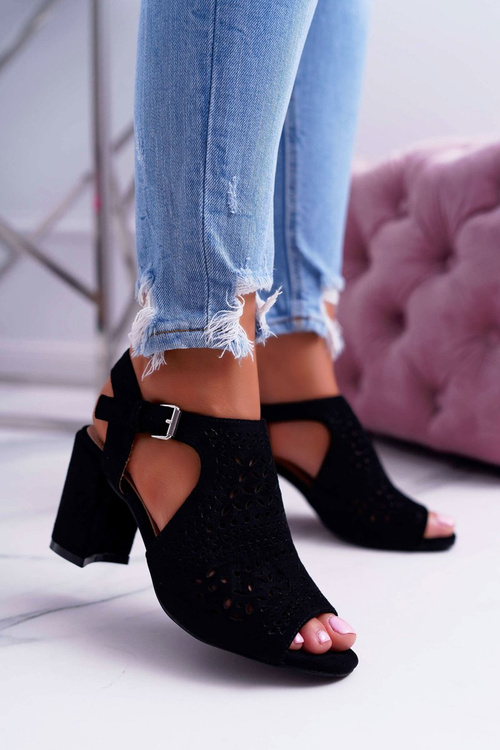 Dámske sandále na Peep Toe Black Olenia Post
