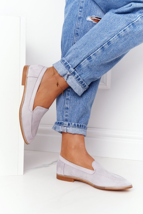 Dámské Polobotky Slip-on Semišové Šedé Twinky