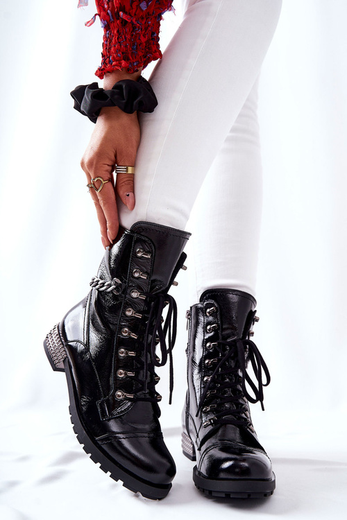 Kožené topánky Laura Messi čierna 2209