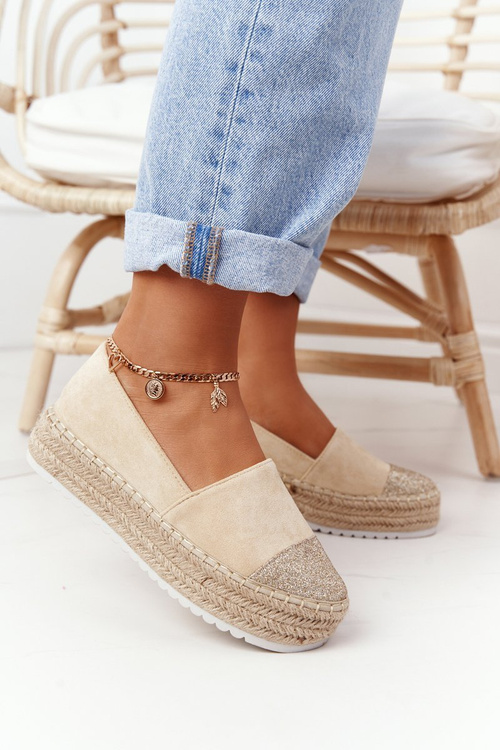 Espadrilles na platforme Straw S. Barski Beige