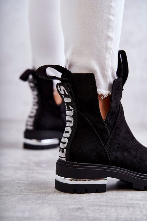 Semišové topánky s výrezmi čierny elver