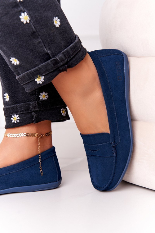 Dámske semišové mokasíry Veľká hviezda HH274663 NAVY BLUE