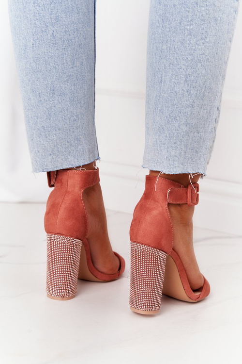 Sandály Na Baru Se Zirkony Lu Boo Cihlové