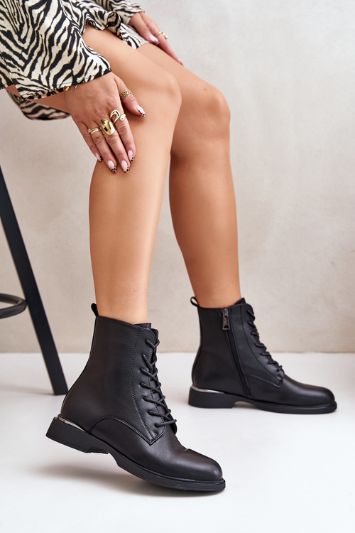 Zateplené Dámske Pracovné Topánky Z Prírodnej Kože Vinceza 66691 Čierne