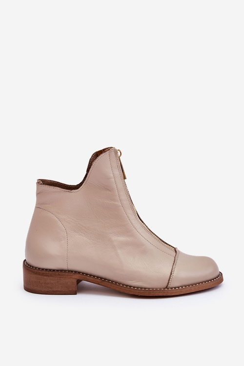 Kožené kozačky na zip Nicole 2785/008 Béžová