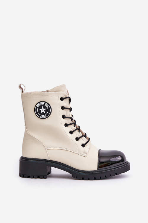 Boty Worker Na Zip Zateplené Béžovo-Černé Soratta