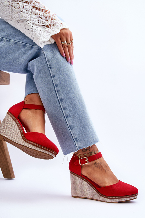 Dámske klasické klinové sandále Red Malani