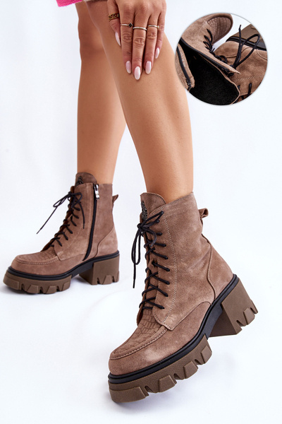 Ženské semišné izolované topánky svetlo hnedé lemar rehin