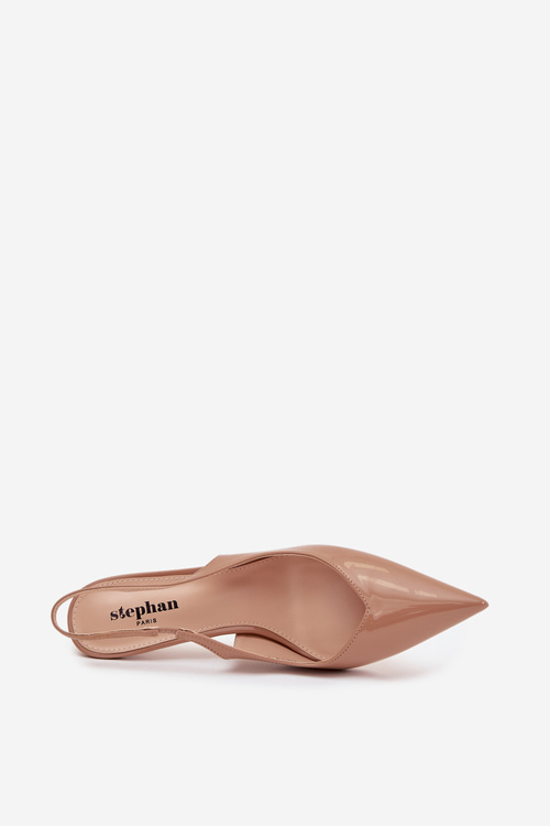 Lakované lodičky na jehlovém podpatku tmavě béžové Phelia