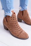 Dámské Ktníkové Boty Na Podpatku Perforované s Výřezy Hnědé Mediolan