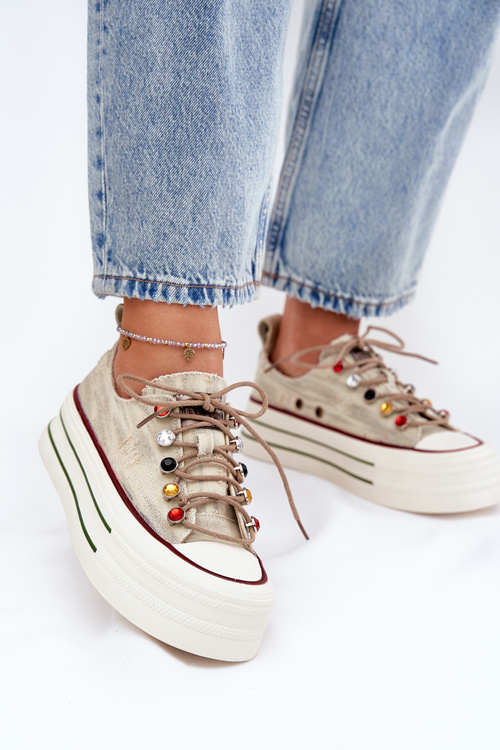 Dámské Tenisky Na Platformě Béžové GOE RR2N4105