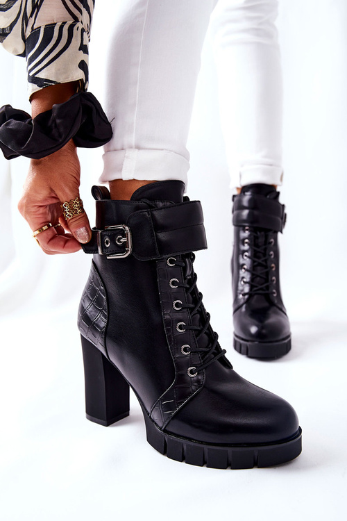 Vysoké Boty Na Jehlovém Podpatku černé Vázané Fasha