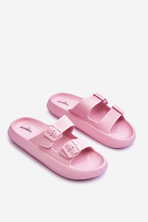 Dámske penové žabky s ružovými sharmenovými pruhmi