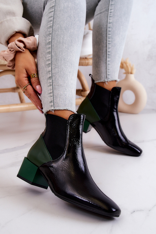 Kožené Boty Na Sloup černé A Zelené Kailey