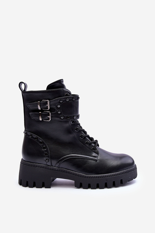 Kožené zdobené botky Workery černé Carshena