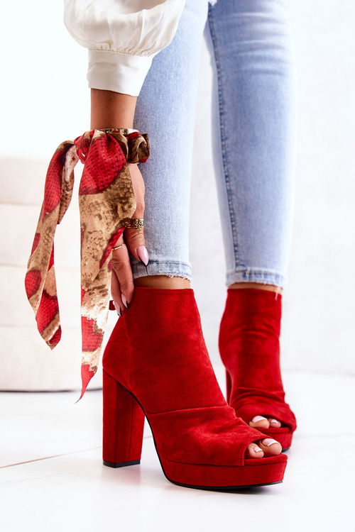 Boty na podpatku s otevřenou špičkou Červené Adore