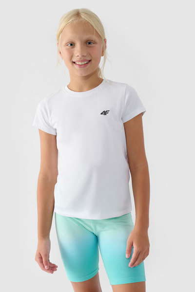Dievčenské Hladké Bavlnené Tričko Biele 4F 4FJWMM00TTSHF1658-10S
