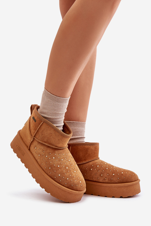 Snehové topánky so zdobením na platforme Big Star OO274A104 Camel