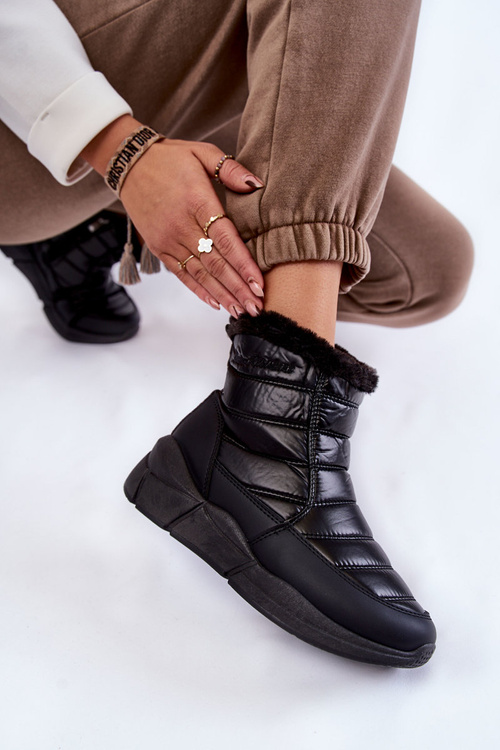 Dámske snehové topánky na zipsovej čiernej senii