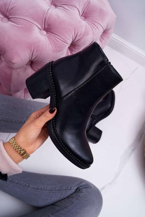 Dámské Kotníkové Boty Na Podpatku zateplené Černé Duo