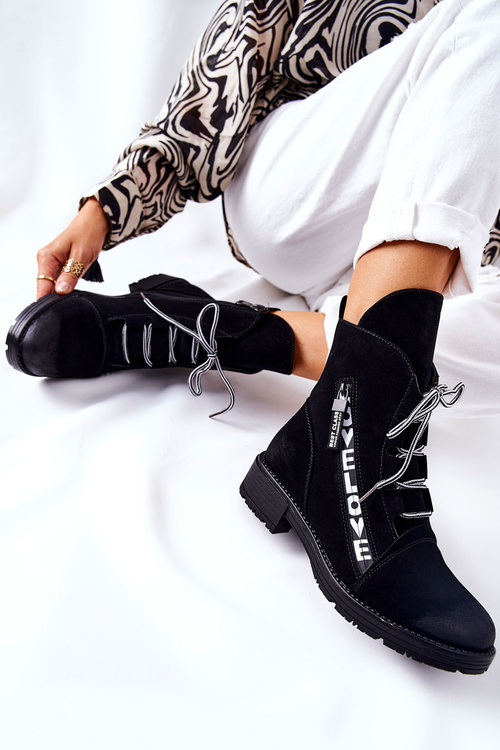 Čierne kožené topánky Lomissa s dekoratívnym zipsom