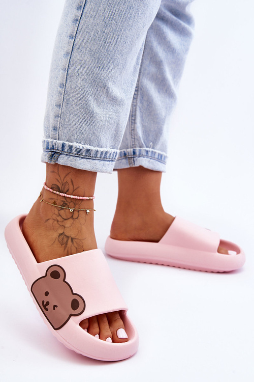 Dámské lehké pěnové pantofle Bear Motiv Růžove Parisso