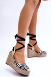 Vázané Sandály Na Vysokém Klínu černé A Bílé Lendy