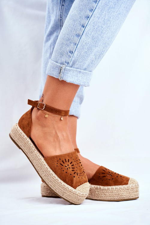 Ženské espadrilly na platforme Camel Palermo Linen Platform