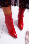 Dámské Kotníkové Boty Na Podpatku Lakované Červené Demens