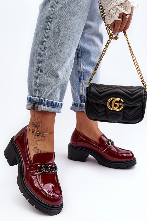 Dámské Laky Polobotky Na Nízkém Podpatku Bordové Blimma