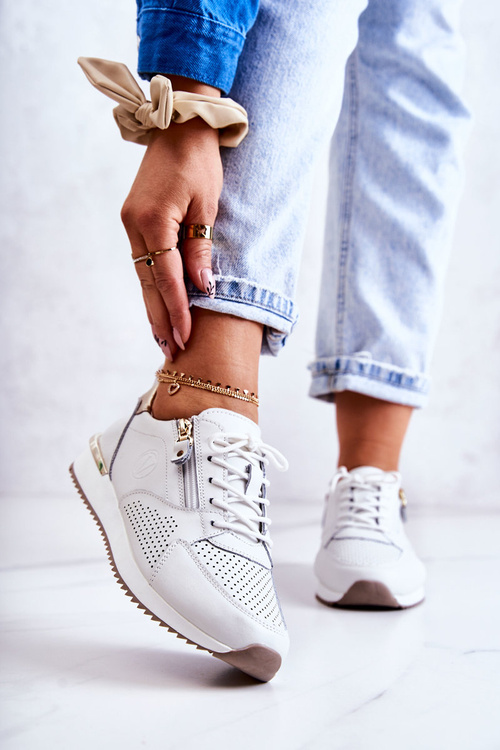 Dámske kožené športové topánky Biele horess