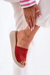 Dámske Zamatové Sandále Na Klíne Panto Fino Červené RR267040